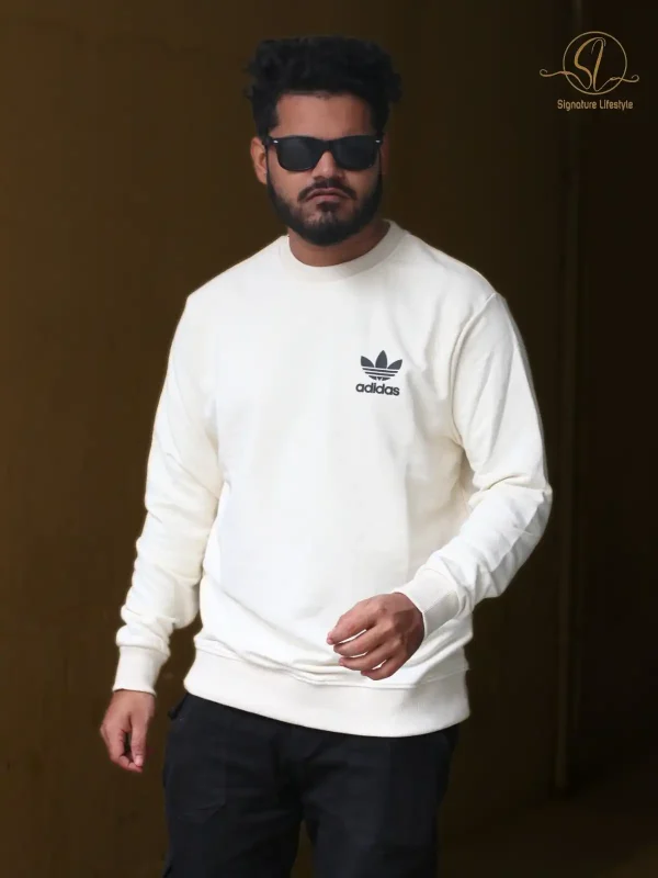 ADIDAS Solid Cream Sweatshirt – Classic Comfort and Versatility