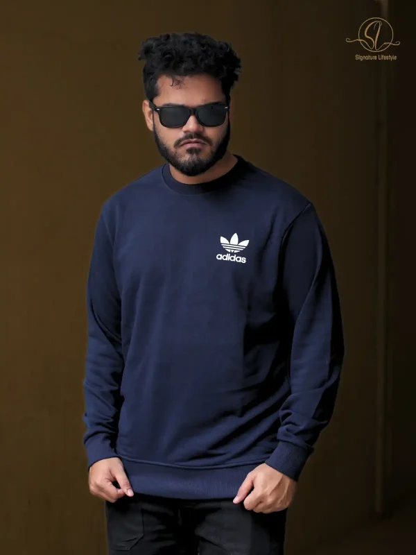 ADIDAS Solid Midnight Blue Sweatshirt – Classic Comfort and Style