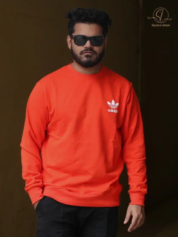 ADIDAS Solid Tomato Red Sweatshirt – Bold Comfort and Style