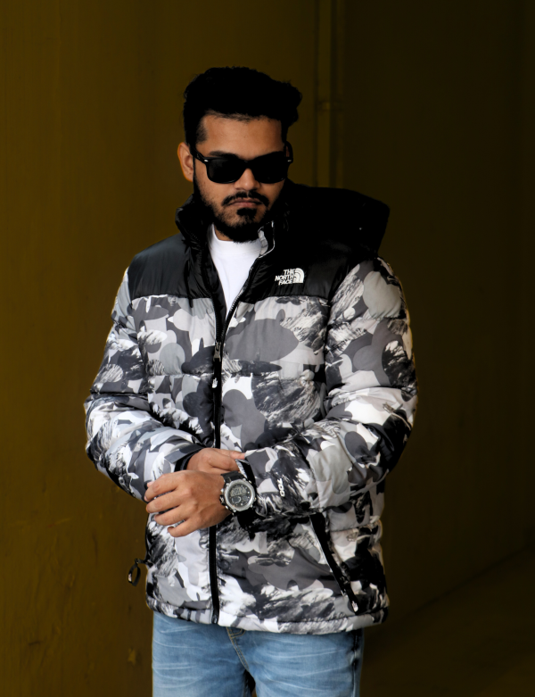 The North Face Camo Padding Jacket – Classic Grey Camo