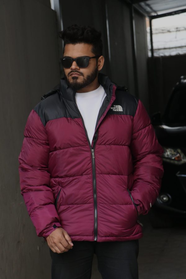 The North Face Men's 1996 Retro Nuptse Jacket – Maroon & Black Contrast