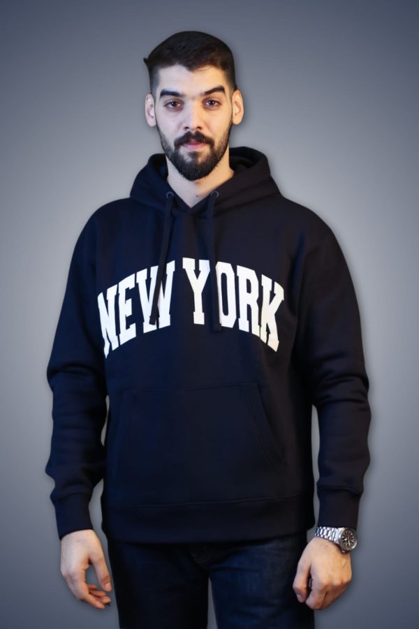 NEWYORK Navy Blue Pullover Hoodie - Classic Comfort Redefined