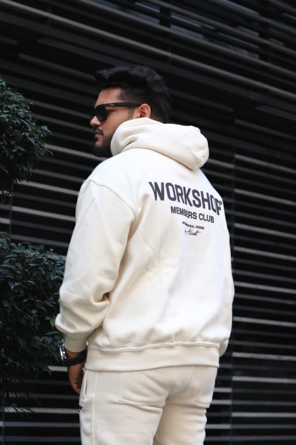 WORKSHOP Off-White Pullover Hoodie and Trouser Set - Ultimate Comfort Meets Modern Style - Image 2