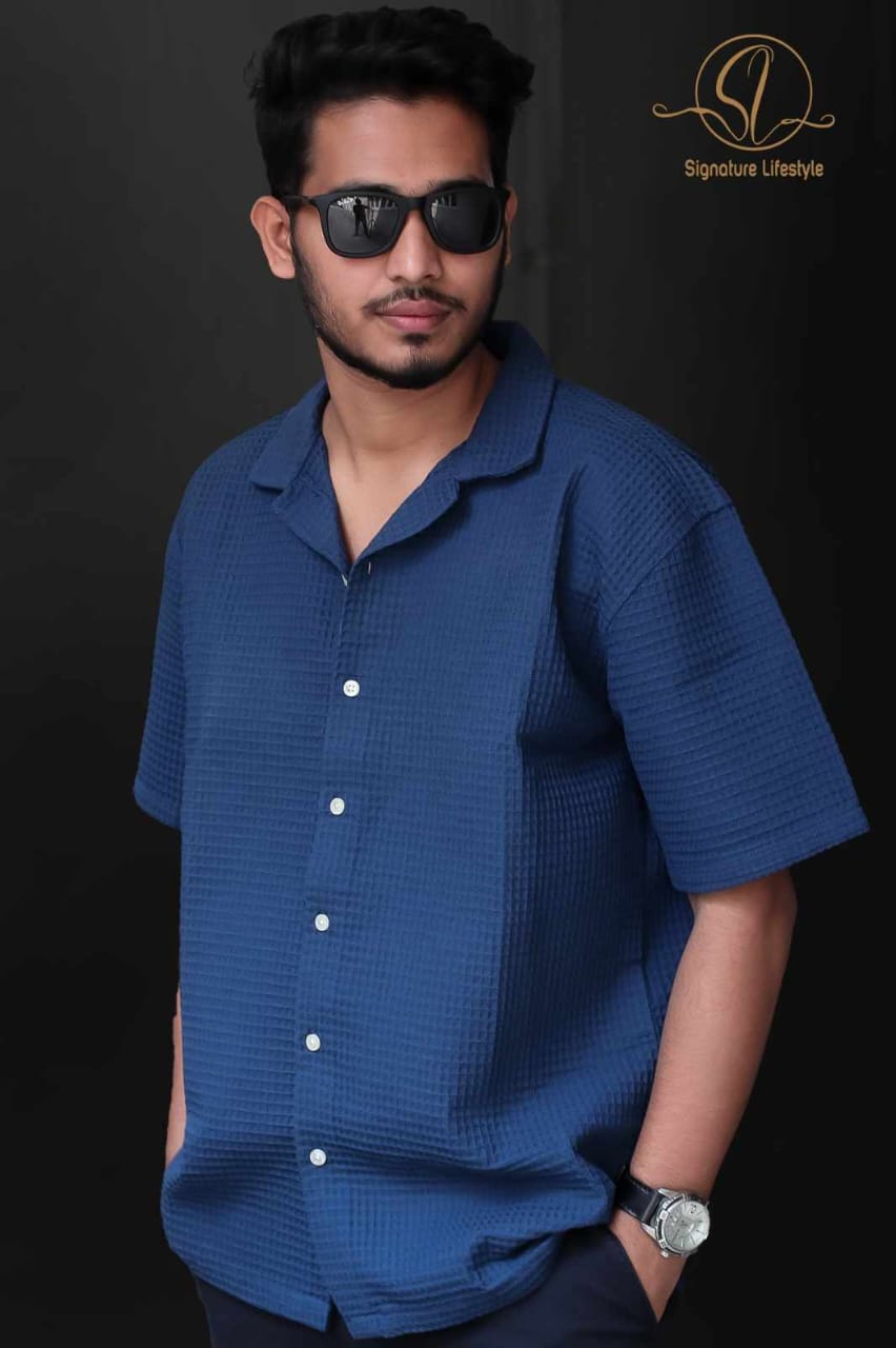 Waffle Texture Cuban Shirt