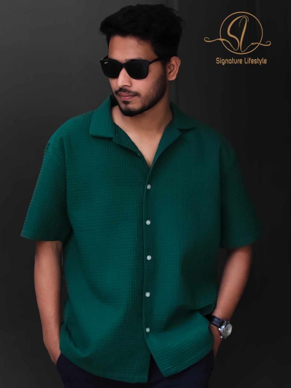 Waffle Texture Cuban Shirt