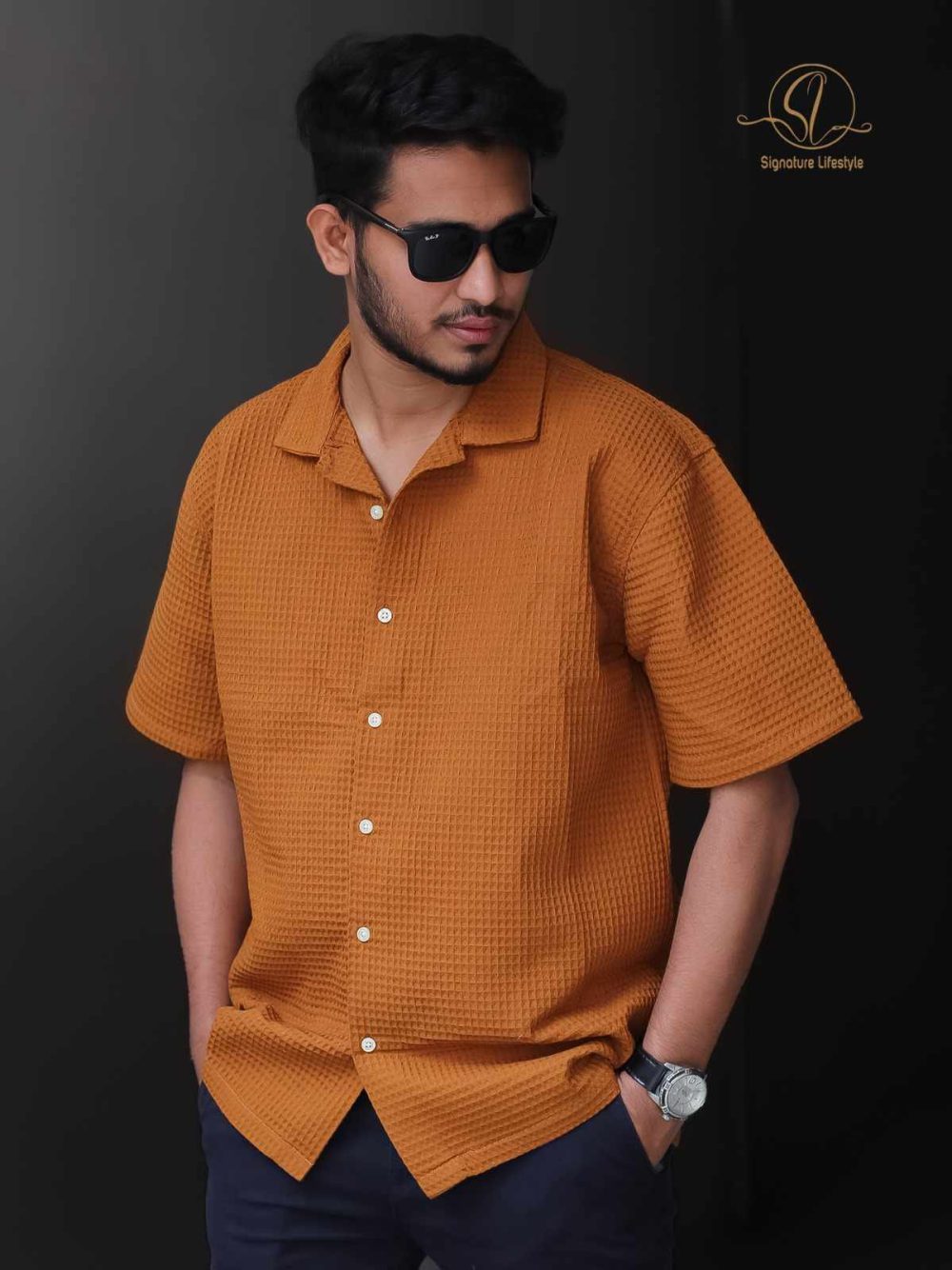 Waffle Texture Cuban Shirt - Image 3