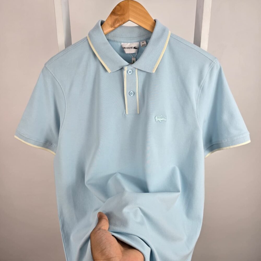 Lacoste Men's Polo Shirt with Striped Collar - Image 3