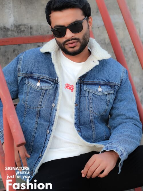 Zara Denim Sherpa Jacket