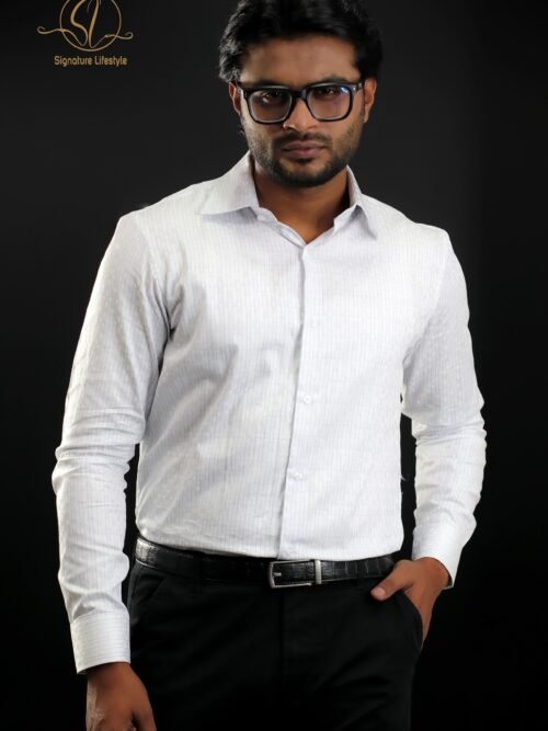 Men’s Imported Fabric Shirt -White Grid