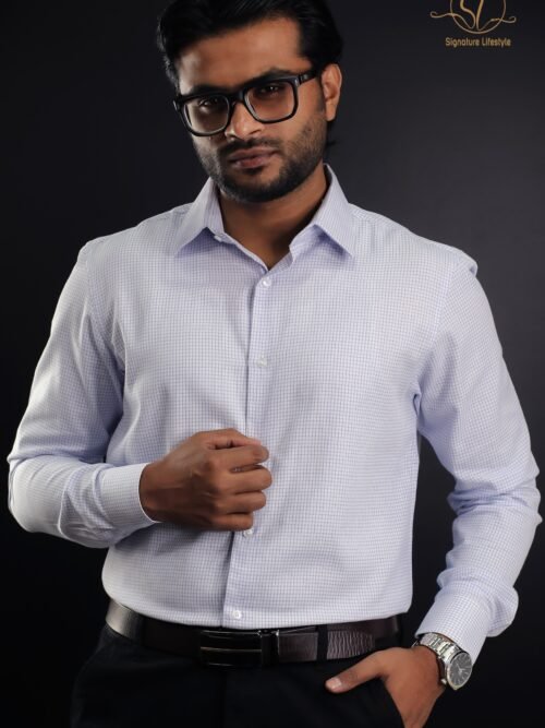 Men’s Imported Fabric Shirt -Bluish Micro Check