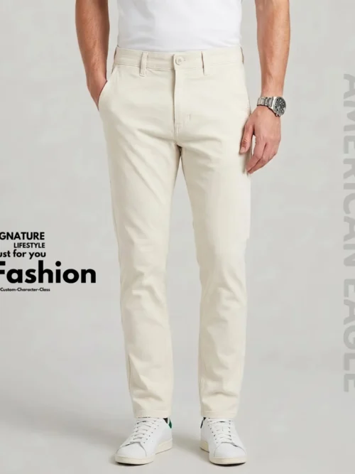 American Eagle Slim Fit Twill Pant- Off White
