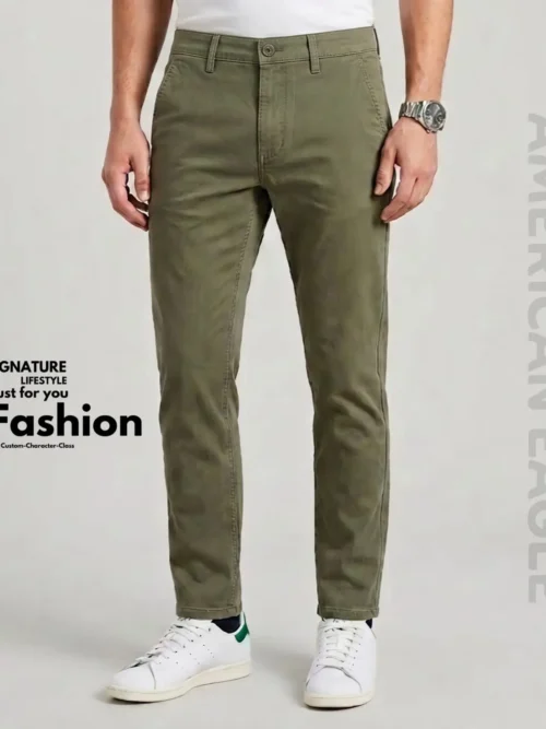 American Eagle Slim Fit Twill Pant- Olive