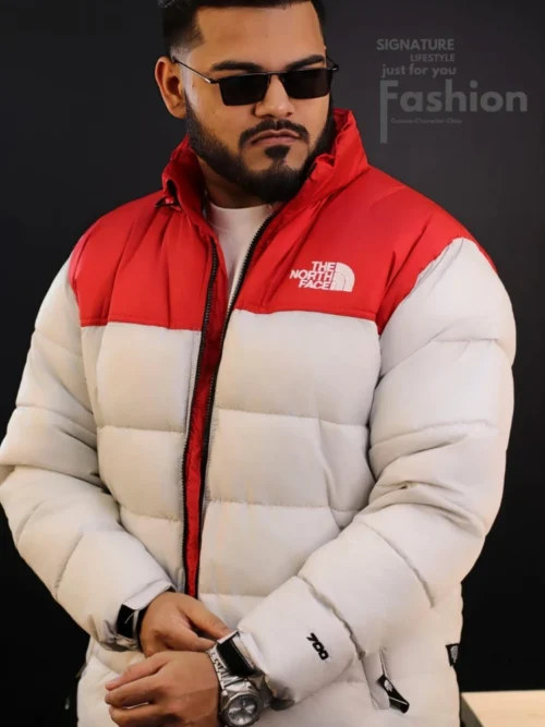 The North Face 700 Padding Jacket- Duck Down Feather- Red&OffWhite Puffer