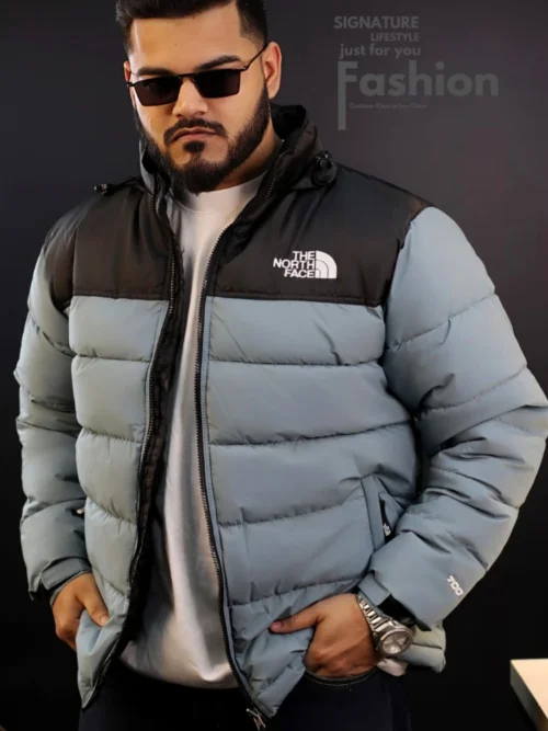 The North Face 700 Padding Jacket- Duck Down Feather- Black&IceBlue Puffer