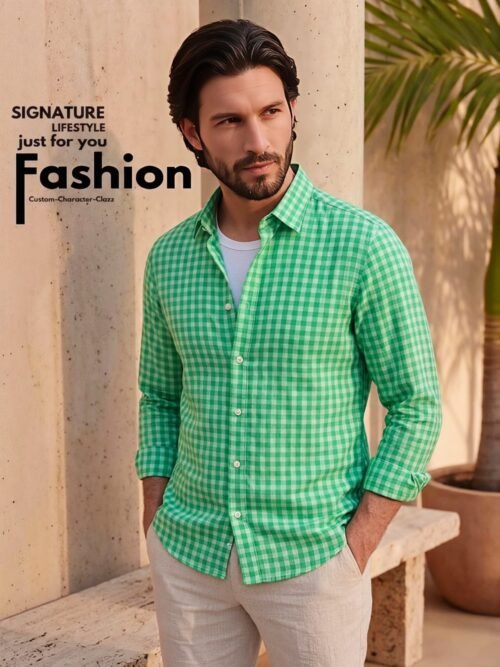 Lindbargh Relaxed Fit Shirt- Green Check
