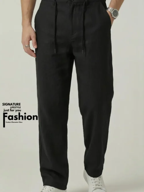 MANGO-Straight-Fit-Remi-Cotton-Elite-Style-Trouser-Black