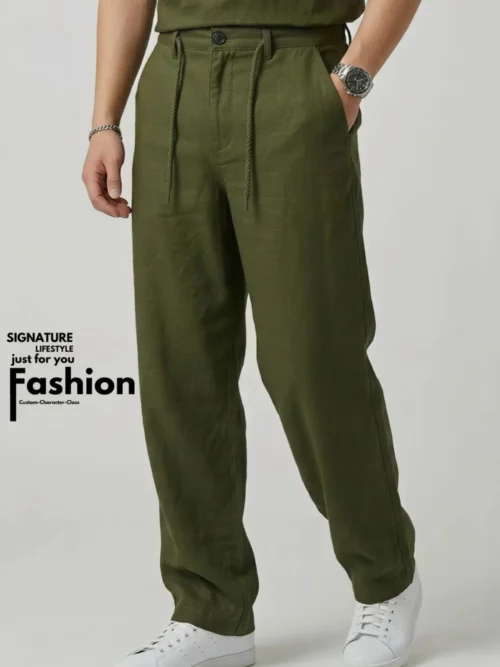 MANGO-Straight-Fit-Remi-Cotton-Elite-Style-Trouser-Olive