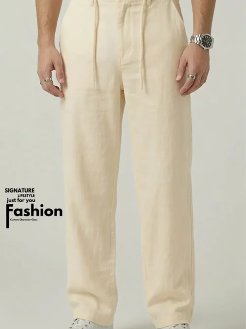 MANGO Straight Fit Remi Cotton Elite Style Trouser- Cream