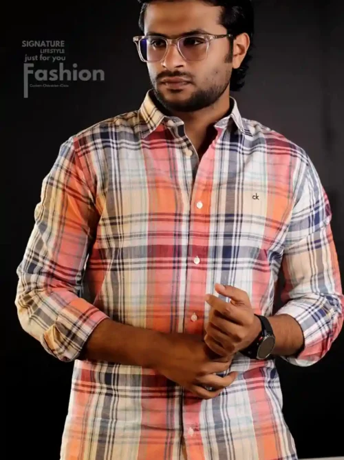 CK Remi Cotton Classic Check Shirt- Orange