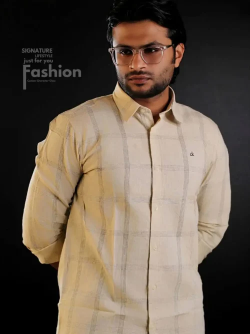 CK Remi Cotton Classic Check Shirt- Cream