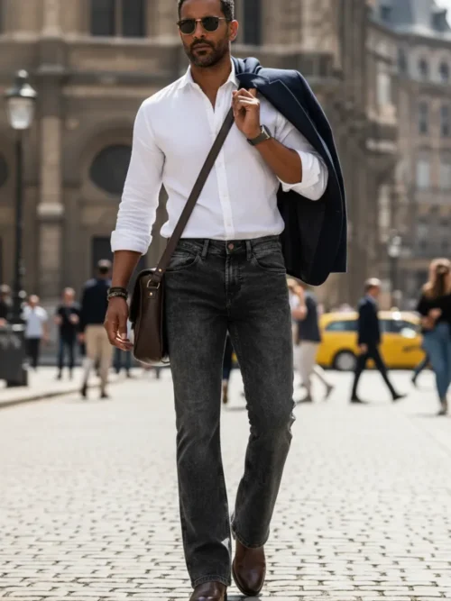 Peter England Bootcut Denim - Ash Black