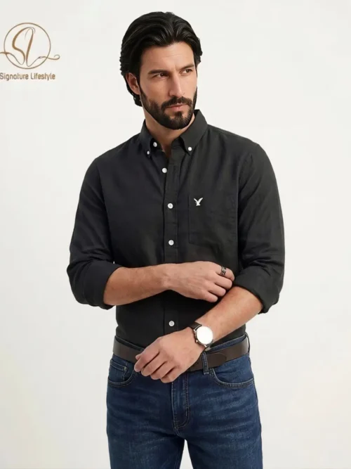 American Eagle Oxford Cotton Shirt - Black