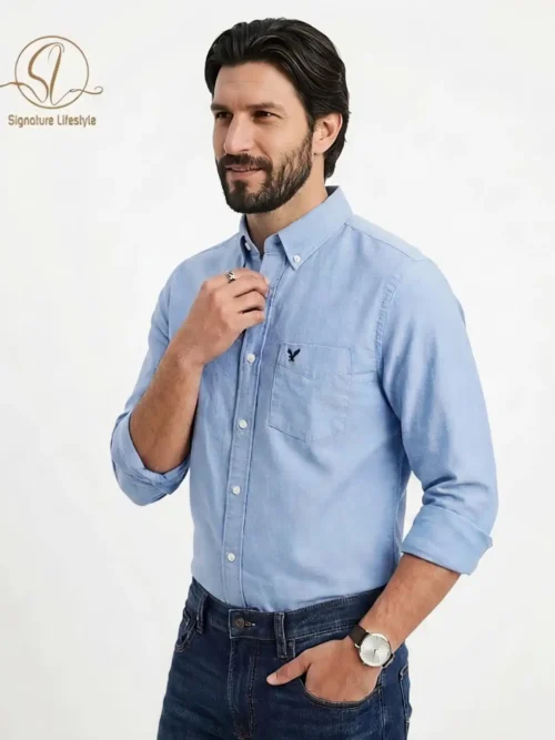 American Eagle Oxford Cotton Shirt - Sky Blue