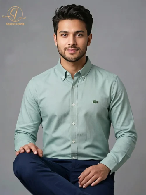 LACOSTE Oxford Cotton Formal Shirt- Mint
