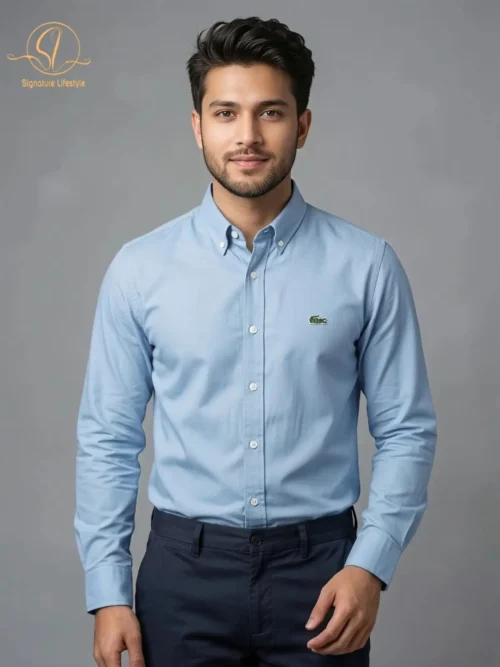 LACOSTE Oxford Cotton Formal Shirt- SKY