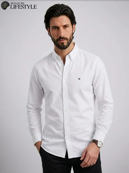 TH Oxford Cotton Slim Fit Shirt - White