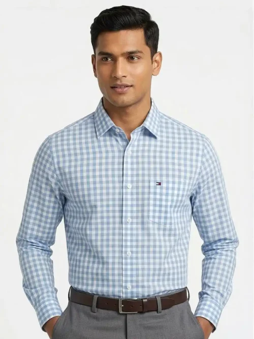 TH Formal Shirt- Light Blue Check