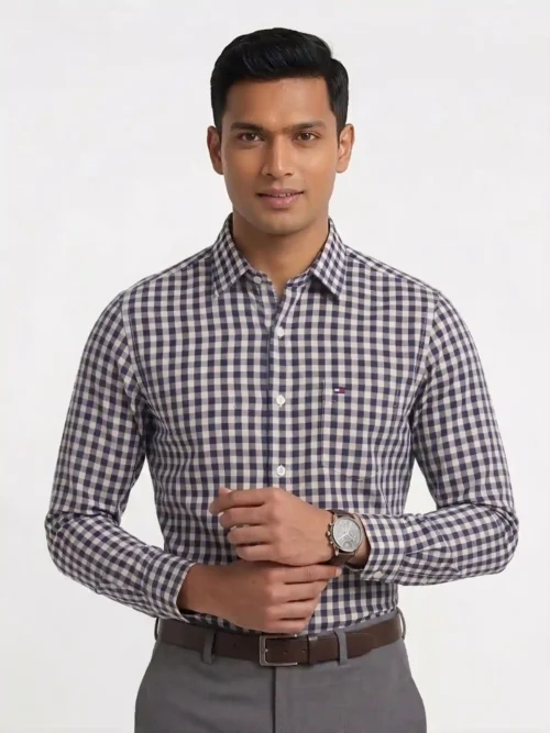 TH Formal Shirt- Navy Check