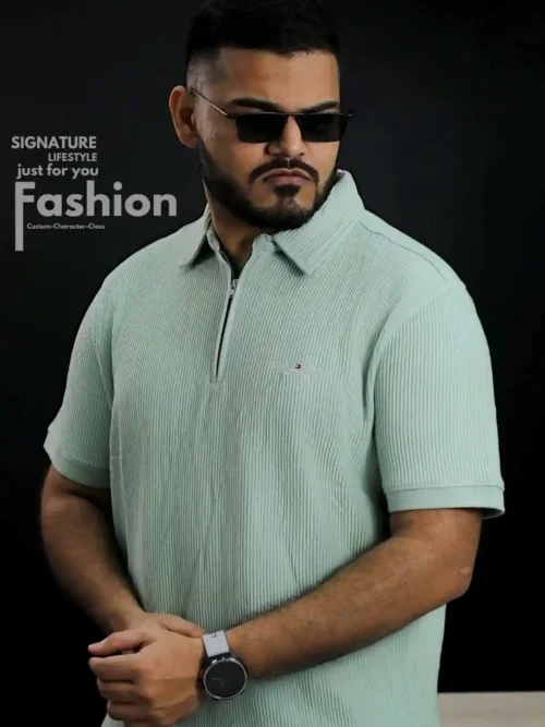 TOMMY HILFIGER Ribbed Polo- Mint