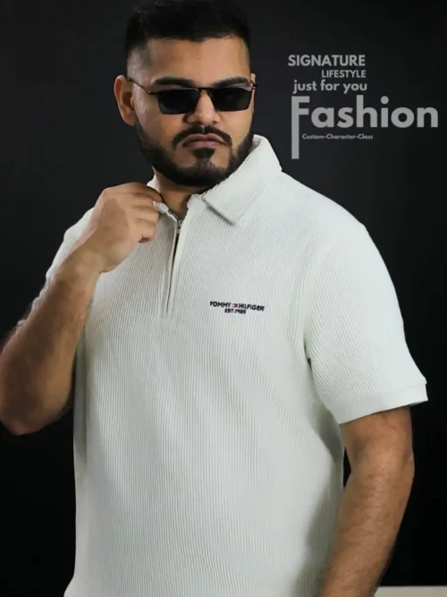 TOMMY HILFIGER Ribbed Polo- Off White