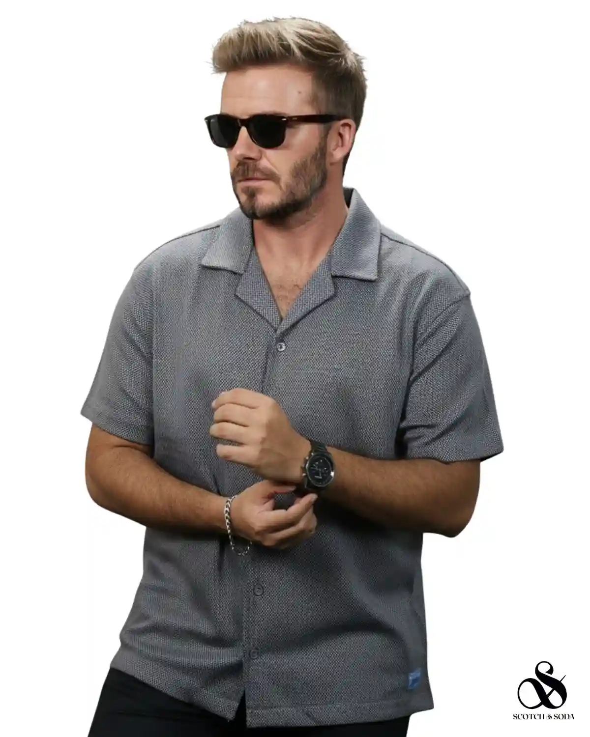 SCOTCH & SODA Half Sleeve Shirt Ash_optimized