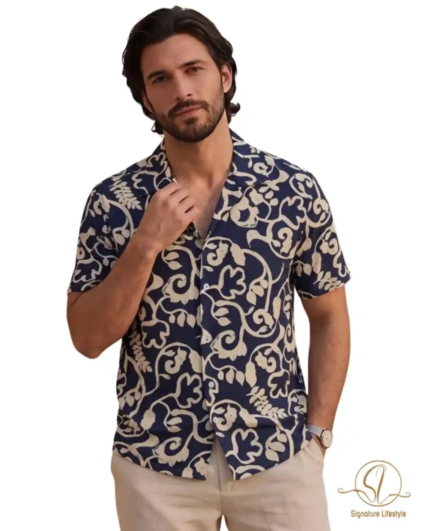 Navy Blue Aloha Casual Shirt Men BD — Signature Lifestyle
