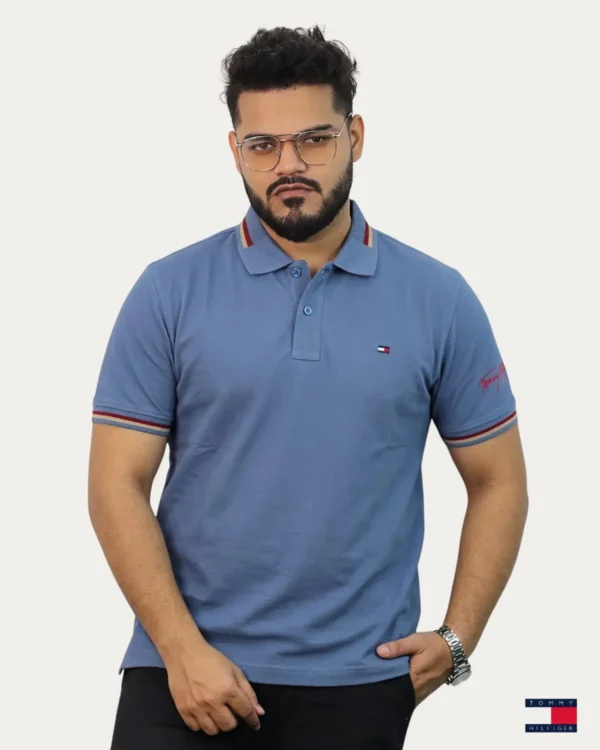 Men's steel blue cotton polo shirt for casual wear - Signature Lifestyle Bangladesh