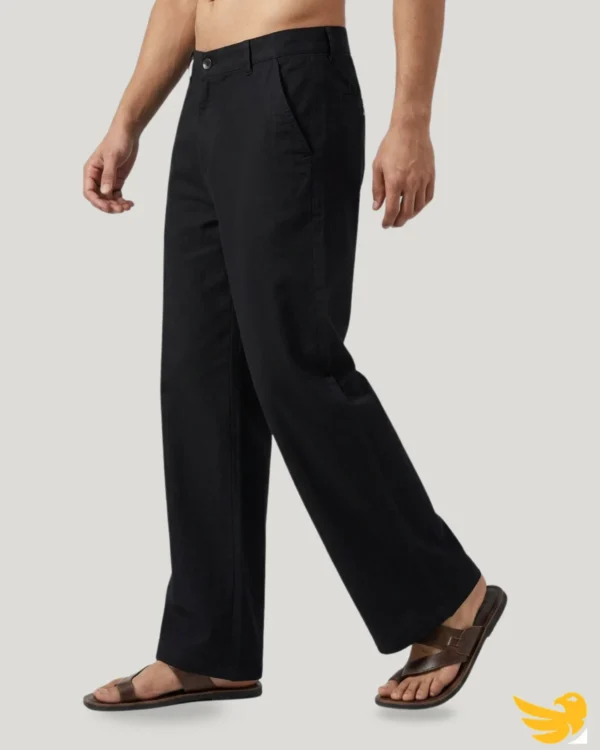Model photo of black color remi cotton pant belongling to signaturelifestye