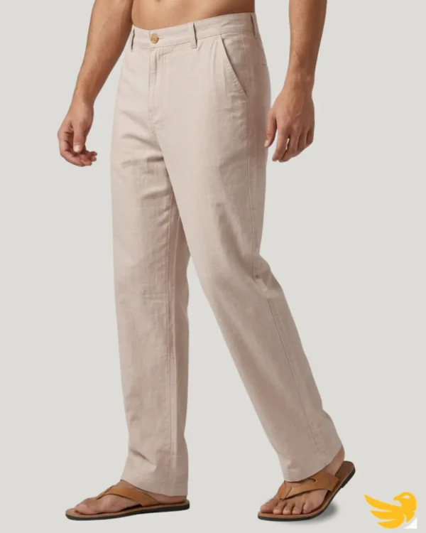brown color remi cotton pant model photoshoot of signature lifestyle