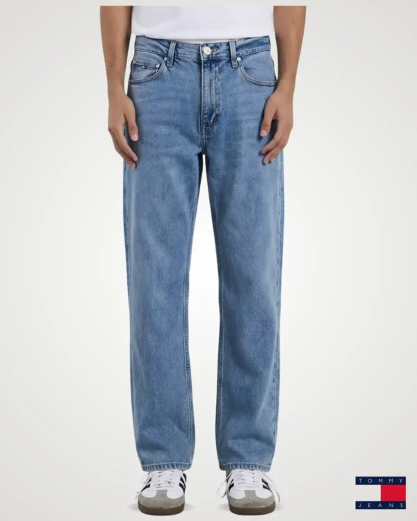 Men's classic light blue straight-leg denim jeans with five-pocket styling and regular fit design by Signature Lifestyle