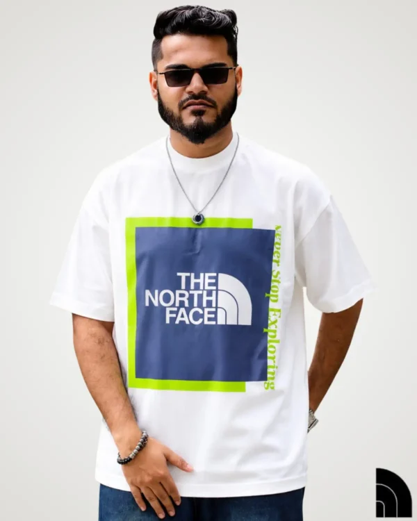 White box logo t-shirt for men with green border graphic – Signature Lifestyle BD