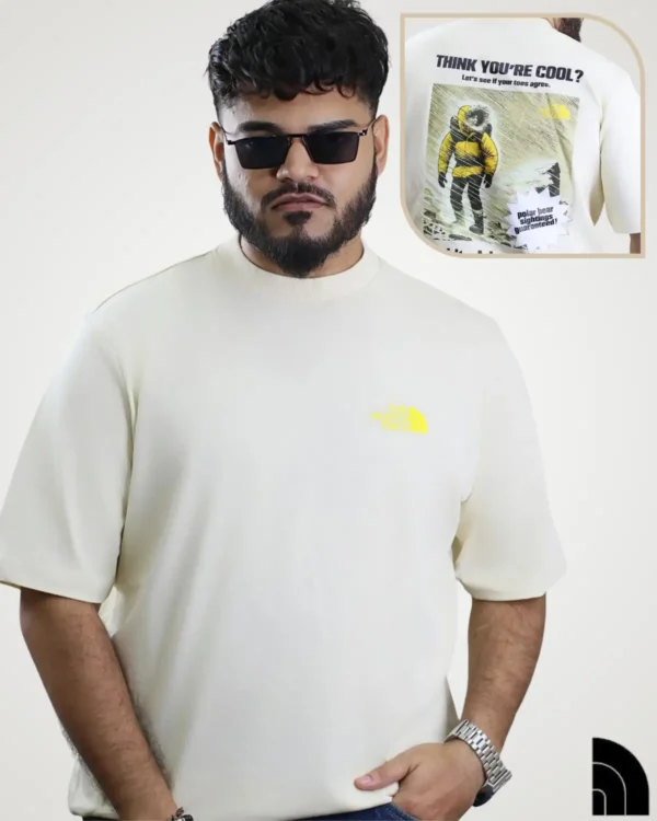 Cream cartoon print t-shirt for men with polar explorer graphic – Signature Lifestyle BD
