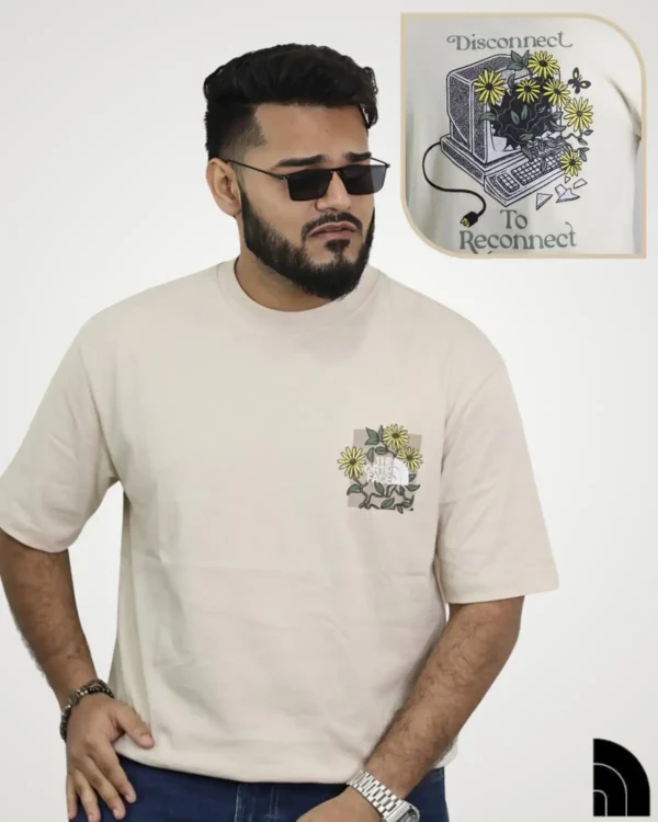 Sand cartoon print t-shirt for men with Disconnect to Reconnect graphic – Signature Lifestyle Bangladesh