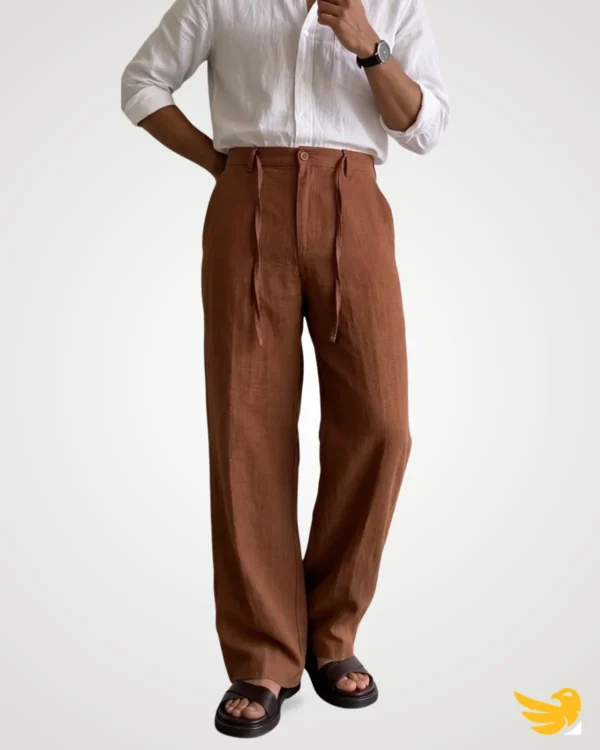 Brick color remi cotton drawstring trouser pant for men summer fashion collection