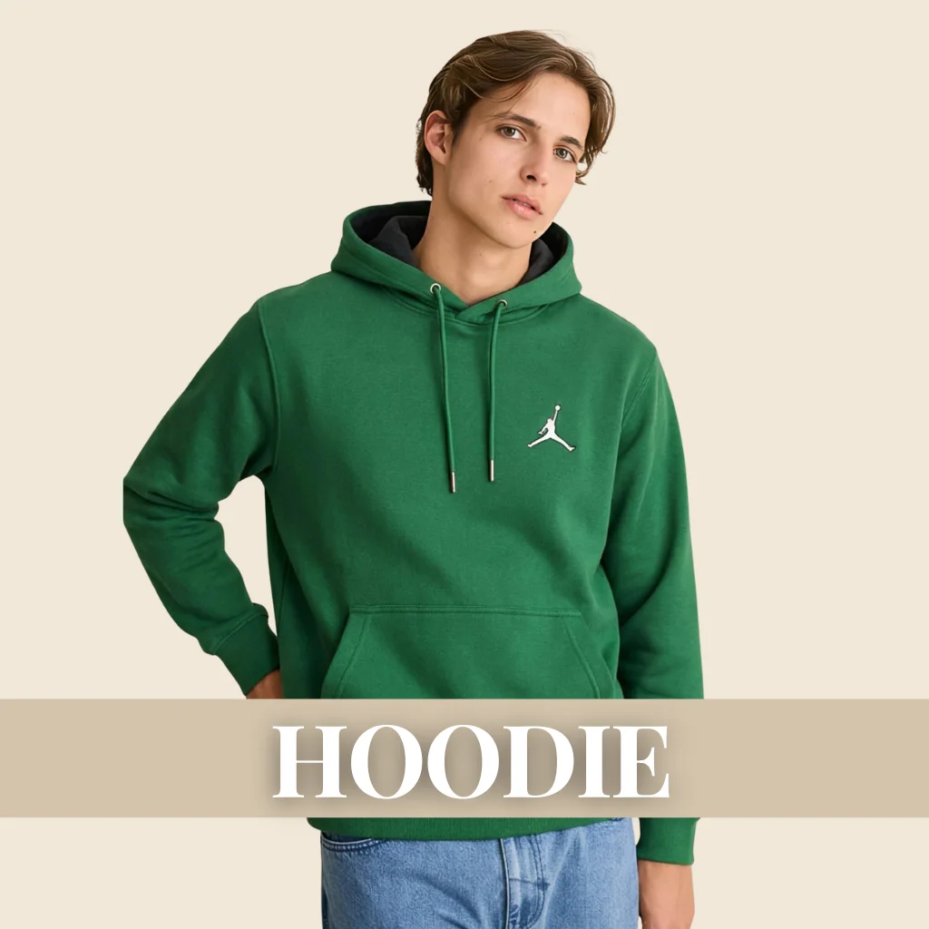 signature lifestyle hoodie collection feature photo of a male model wearing green color hoodie